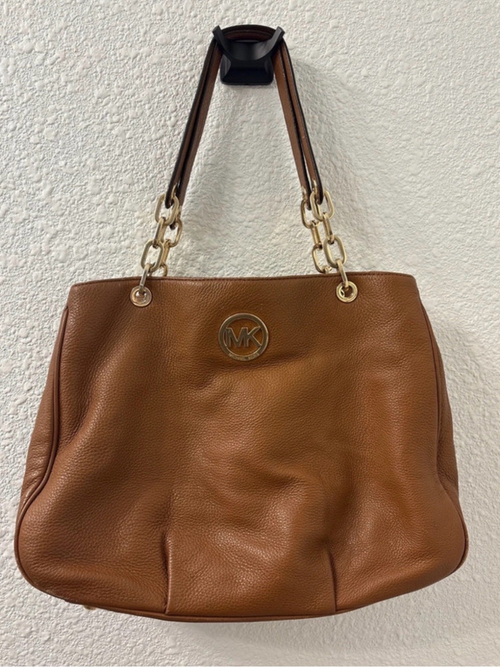 Michael Kors Tan Pebbled Leather Chain-Handle Shoulder Bag